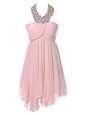 Ideal Baby Pink Homecoming Party Dress Prom and Party and For with Beading Strapless Sleeveless Backless