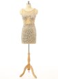 Low Price Scoop Backless Champagne Sleeveless Beading Mini Length Cocktail Dress