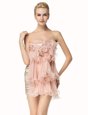 Delicate Scoop Pleated Mini Length Column/Sheath Sleeveless Pink Prom Dresses Side Zipper