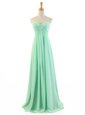 Apple Green Zipper Prom Dress Ruffles Sleeveless Floor Length