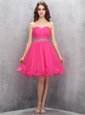 Extravagant Chiffon Sweetheart Sleeveless Zipper Beading Prom Evening Gown in Hot Pink