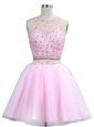 Scoop Sleeveless Beading Zipper Prom Dresses
