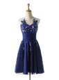 Trendy Scoop Sleeveless Backless Junior Homecoming Dress Navy Blue Chiffon