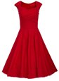 Fancy Red A-line Satin Square Cap Sleeves Ruching Knee Length Zipper Homecoming Dress Online