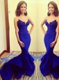 Edgy Floor Length Mermaid Sleeveless Royal Blue Evening Dress Zipper