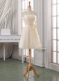 Strapless Sleeveless Tulle Prom Gown Belt and Hand Made Flower Zipper