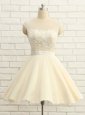 Clearance Scoop Cap Sleeves Zipper Homecoming Dress Champagne Organza