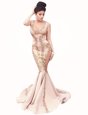 Edgy Mermaid Scoop Peach Sleeveless Brush Train Beading With Train Prom Party Dress