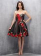 Glorious Brown and Pink And Black Sleeveless Appliques Mini Length Prom Evening Gown
