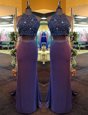 Smart Purple Column/Sheath Beading Evening Wear Criss Cross Chiffon Sleeveless Floor Length