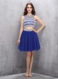 Fine Scoop Royal Blue Sleeveless Knee Length Beading Backless Club Wear