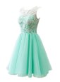 Cheap A-line Homecoming Dress Apple Green Scoop Tulle Sleeveless Knee Length Clasp Handle