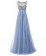 Scoop Sleeveless Beading and Lace Zipper Prom Party Dress