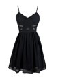 Beauteous Black A-line Ruching Prom Dress Zipper Chiffon Sleeveless Mini Length