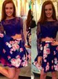 Beauteous Mini Length Multi-color Prom Dresses Satin Long Sleeves Lace