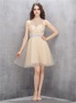 Gorgeous Scoop Tulle Sleeveless Knee Length and Beading
