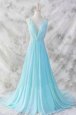 Chiffon Sleeveless Homecoming Dress Brush Train and Belt