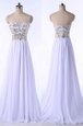 High End White Sleeveless Organza Brush Train Zipper Prom Party Dress for Prom and Party