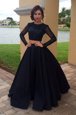 Classical Scoop Chiffon Long Sleeves Floor Length Mother Of The Bride Dress and Sequins