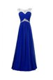 Exquisite Silk Like Satin Sleeveless Floor Length Prom Party Dress and Beading