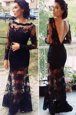 Stunning Scalloped Long Sleeves Lace Backless Mother Of The Bride Dress
