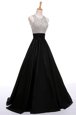 Scoop Floor Length A-line Sleeveless Black Homecoming Dress Zipper