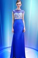 Scoop Floor Length Ball Gowns Sleeveless Royal Blue Prom Party Dress Zipper