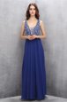 Trendy Floor Length Empire Sleeveless Blue Homecoming Dress Zipper