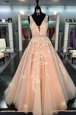 Straps Sleeveless Zipper Prom Homecoming Dress Peach Chiffon