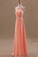 Noble Watermelon Red Sleeveless Beading Floor Length Dress for Prom