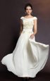Floor Length Side Zipper Prom Party Dress White and In for Prom and Party with Beading