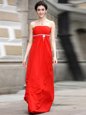 Artistic Strapless Sleeveless Zipper Prom Evening Gown Coral Red Chiffon