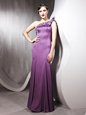 Inexpensive Satin One Shoulder Sleeveless Side Zipper Beading Dress for Prom in Lilac