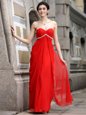 Coral Red Sleeveless Chiffon Zipper Evening Dress for Prom and Party
