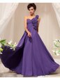 Exquisite One Shoulder Floor Length Column/Sheath Sleeveless Purple Evening Dress Side Zipper