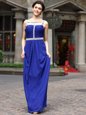 Wonderful Empire Prom Gown Royal Blue Square Chiffon Sleeveless Floor Length Zipper