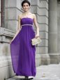 On Sale Ankle Length Column/Sheath Sleeveless Purple Prom Gown Zipper