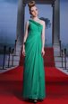 Turquoise Evening Dress Prom and Party and For with Beading and Ruching One Shoulder Sleeveless Side Zipper