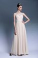 Vintage One Shoulder Champagne Sleeveless Floor Length Beading and Ruching Side Zipper Homecoming Dress Online