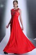 Red Prom Dress Prom and Party and For with Hand Made Flower Bateau Sleeveless Zipper