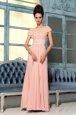 Fine Pink Empire Lace and Hand Made Flower Mother Of The Bride Dress Side Zipper Chiffon Cap Sleeves Floor Length