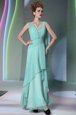 Rose Pink Empire Chiffon Halter Top Sleeveless Beading Floor Length Side Zipper Prom Gown