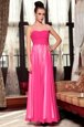 Luxurious Column/Sheath Prom Dresses Hot Pink Scoop Chiffon Sleeveless Ankle Length Zipper