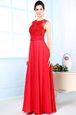 Scoop Red Column/Sheath Beading Prom Dress Zipper Chiffon Sleeveless Floor Length