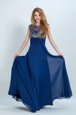 On Sale Floor Length Navy Blue Mother Of The Bride Dress Scoop Sleeveless Zipper