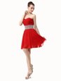 Mini Length A-line Sleeveless Red Lace Up