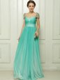 Best Selling Turquoise Prom Dresses Prom and Party and For with Beading and Ruching Sweetheart Cap Sleeves Zipper
