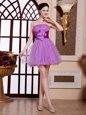 Excellent Lilac Sleeveless Organza Zipper Homecoming Party Dress for Prom and Party