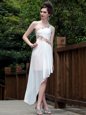 Organza One Shoulder Sleeveless Side Zipper Appliques in White