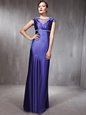 Hot Selling Purple Sleeveless Beading Floor Length Formal Evening Gowns